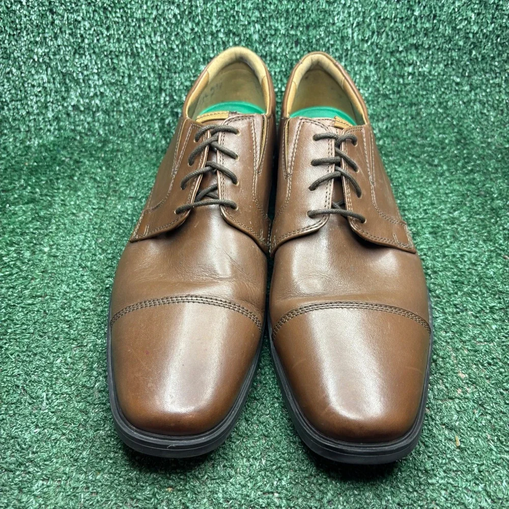 Clarks Clarkslite Cap Leather Lace Up Business Classic Oxford Brown Mens Sz 12 M